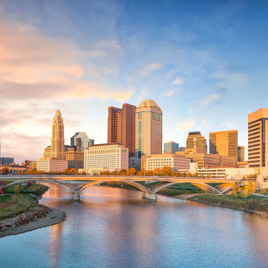 View of the river and downtown Columbus, home to one of Terrasana's Ohio dispensary locations  